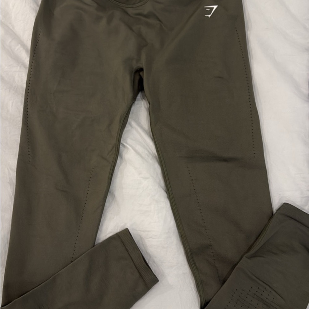 Olive Green Leggings with Logo